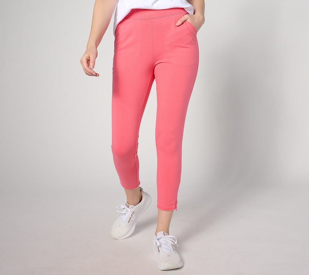 Denim & Co. Pants XL Pink Pull On Active Duo Stretch Crop Leg With Zipper